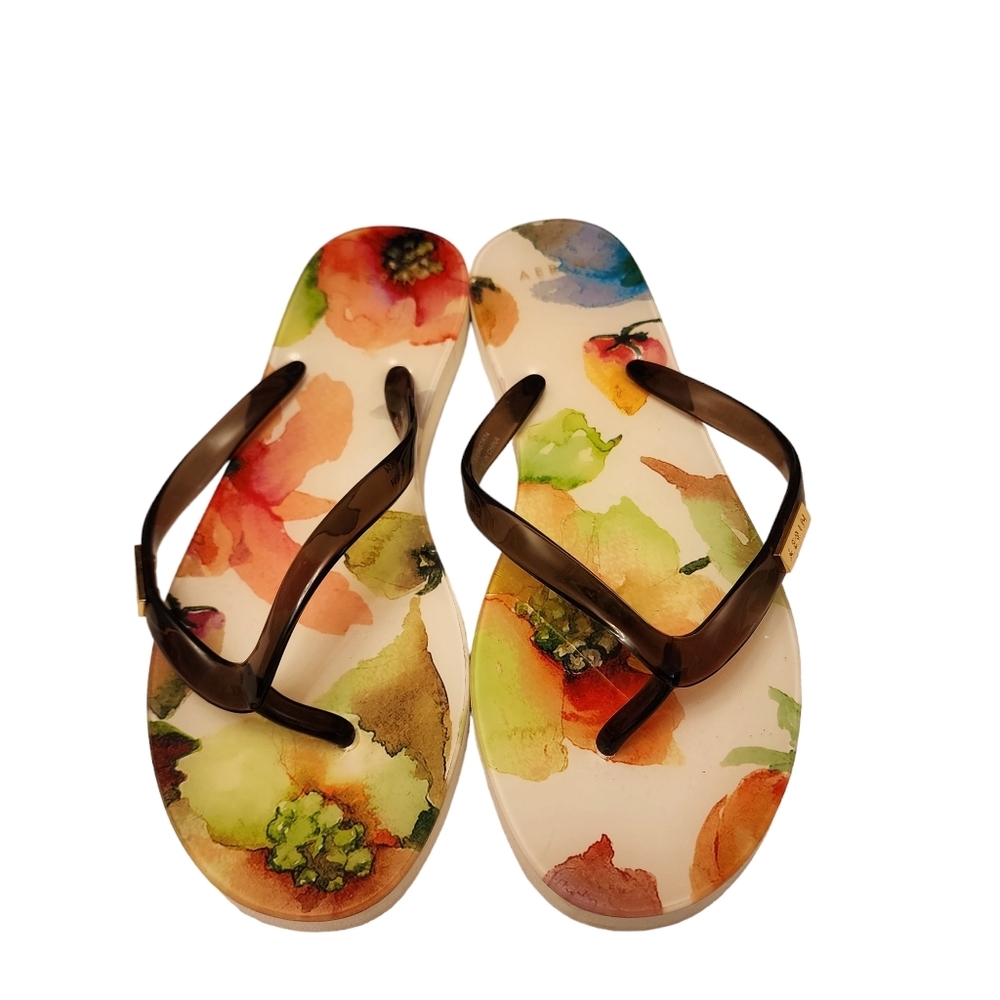 AERIN Georgette Floral Thong Flip Flops Size 7 - Picture 2 of 7